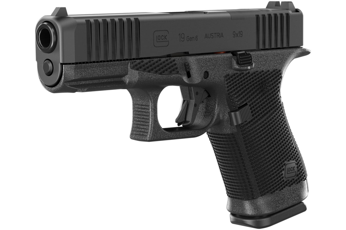 Glock 19 Gen6 9mm Optic Ready Pistol with Front Serrations and Fixed Standard Sights (LE)